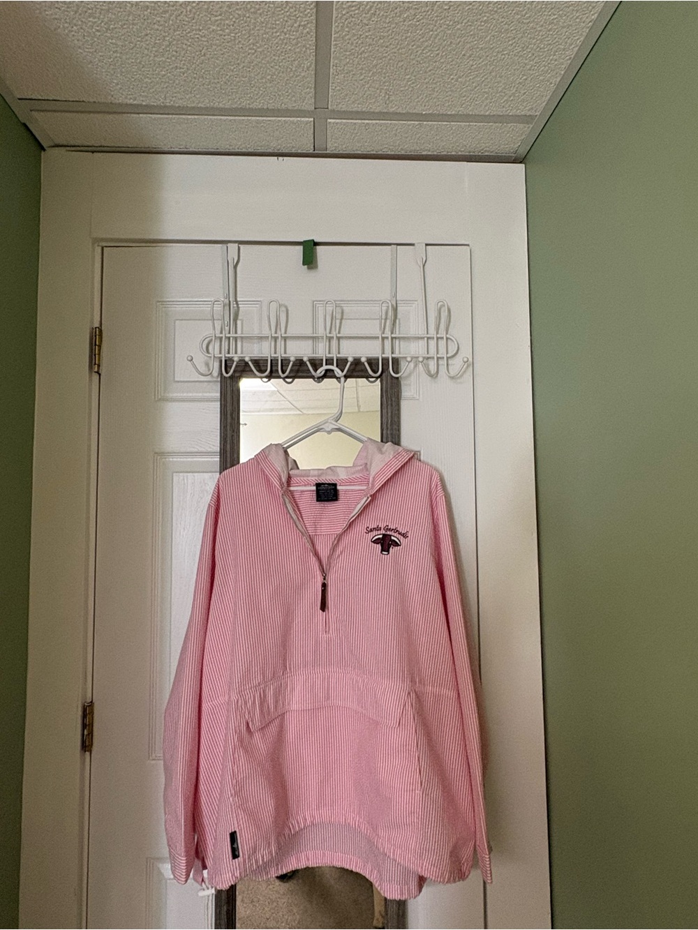 Charles River Apparel Pink Hooded Pullover Raincoat